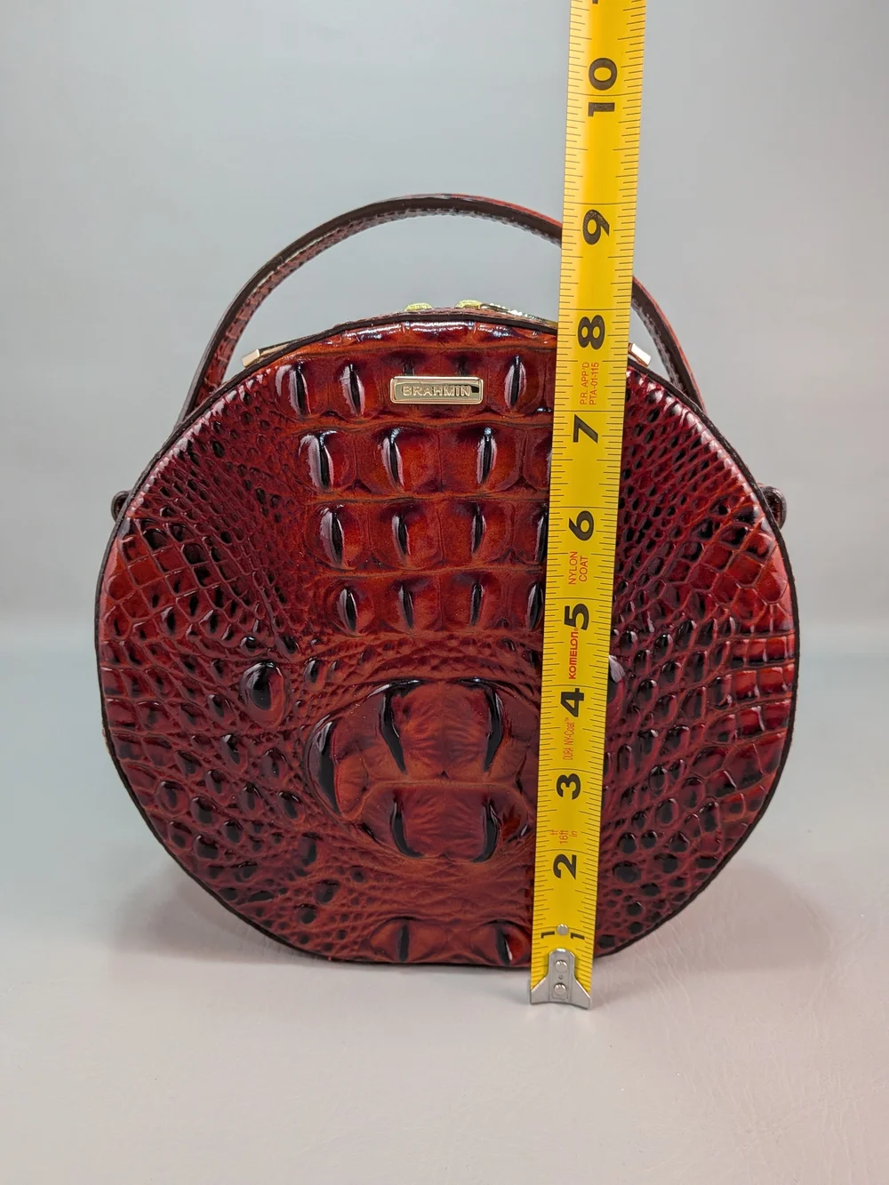 BRAHMIN Lane Circle Melbourne Pecan Crossbody Croc Embossed Leather Microfiber